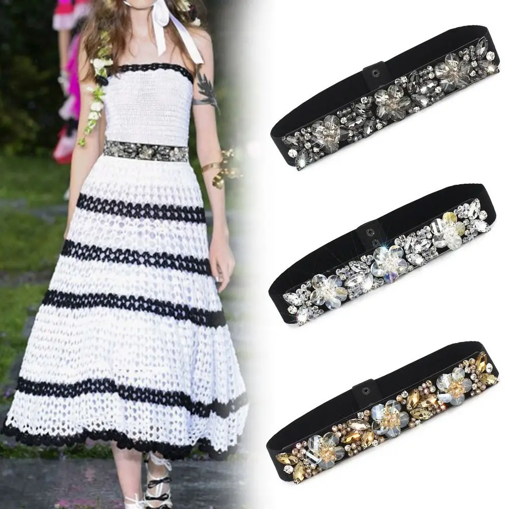 

Women Party Wedding Accessories Shining Elastic Belly Belts Bridal Waist Strap Stretch Waistband Rhinestone Girdle Belt