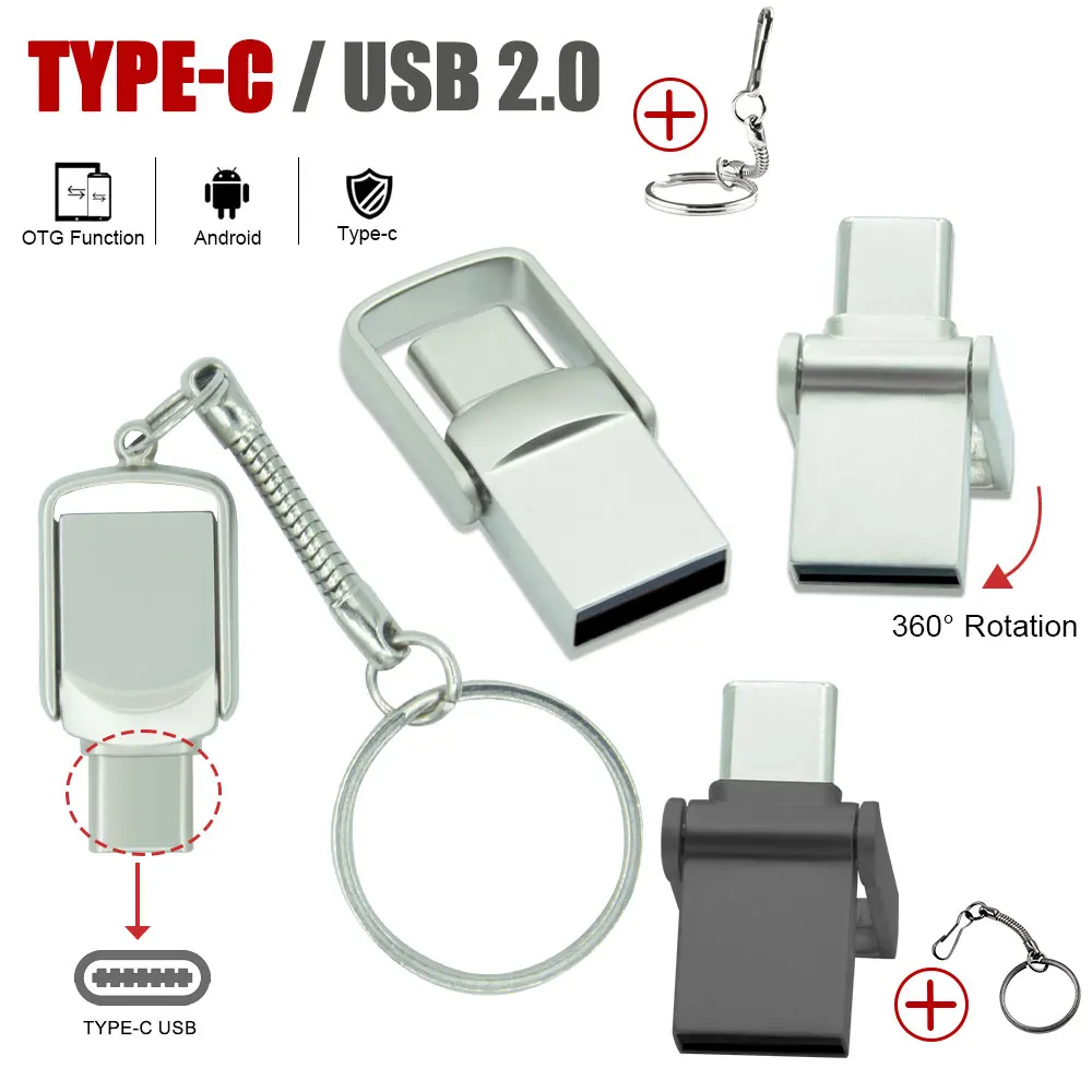 

Mini Metal USB Flash Drives 128GB Type C Ultra Dual Mini USB Stick 64GB 32GB 16GB Free Key Chain Pen Drive Business Gift
