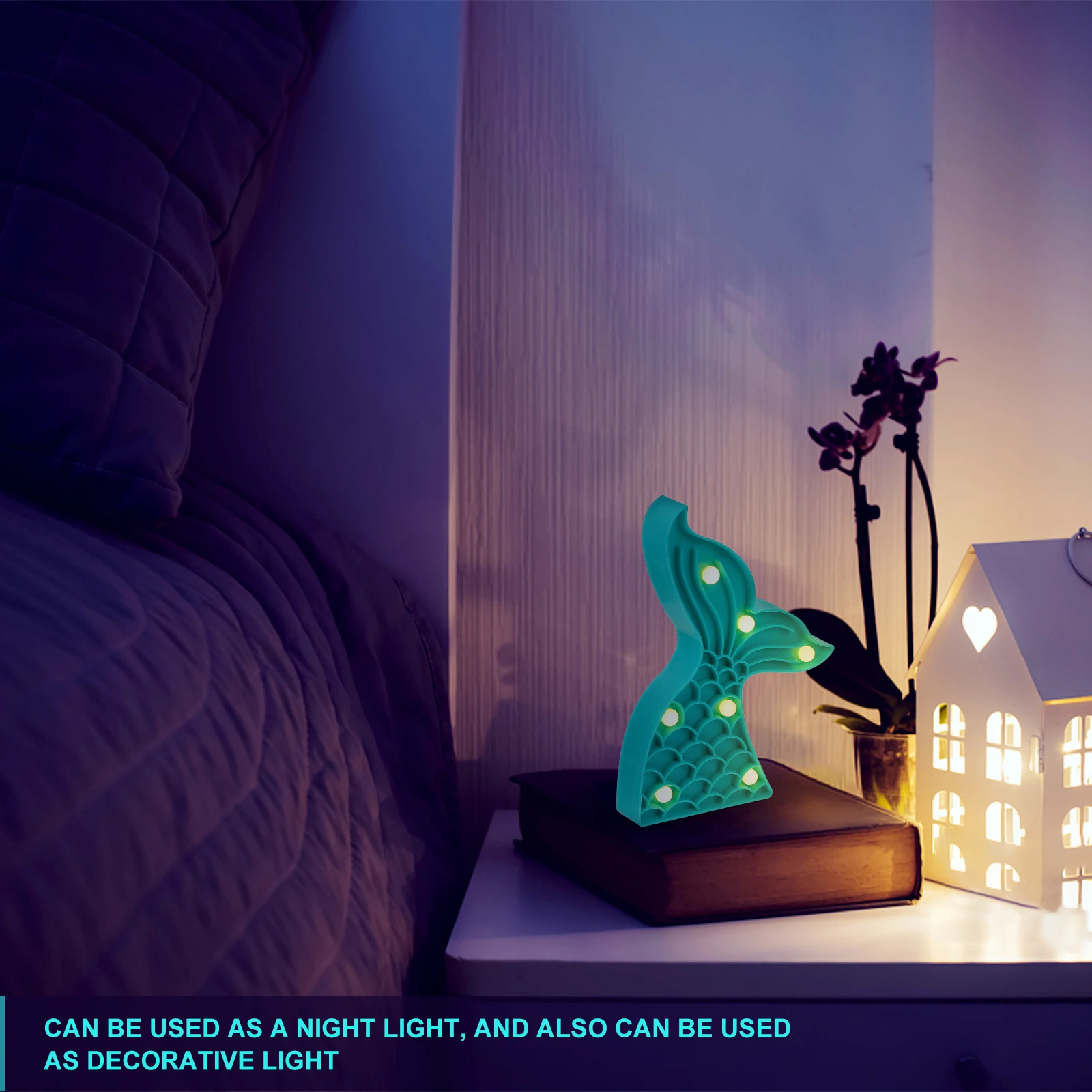 

Desktop Led Safe Bedside Table Lamp Premium Material Small Mermaid Tail Night Light Night Lamp