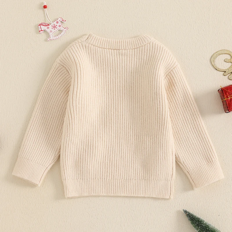 Baby Christmas Sweater Casual Letter Embroidery Santa Hat Warm Knitted Pullover Infant Knitwear for Toddler