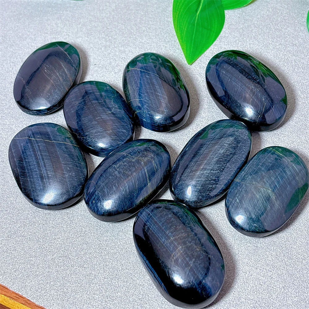 Blue Tiger Eye Palm Crystal Natural Stone Quartz Home Decoration Minerals Reiki Craft Beautiful Love Gemstone Energy Healing