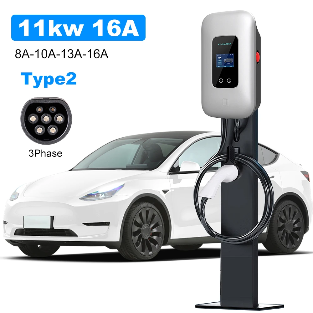 Type2 7KW 11KW 22KW EV Charger Station Car Charger For Electric Vehicle Charging Station EVSE Wallbox Screen APP Control