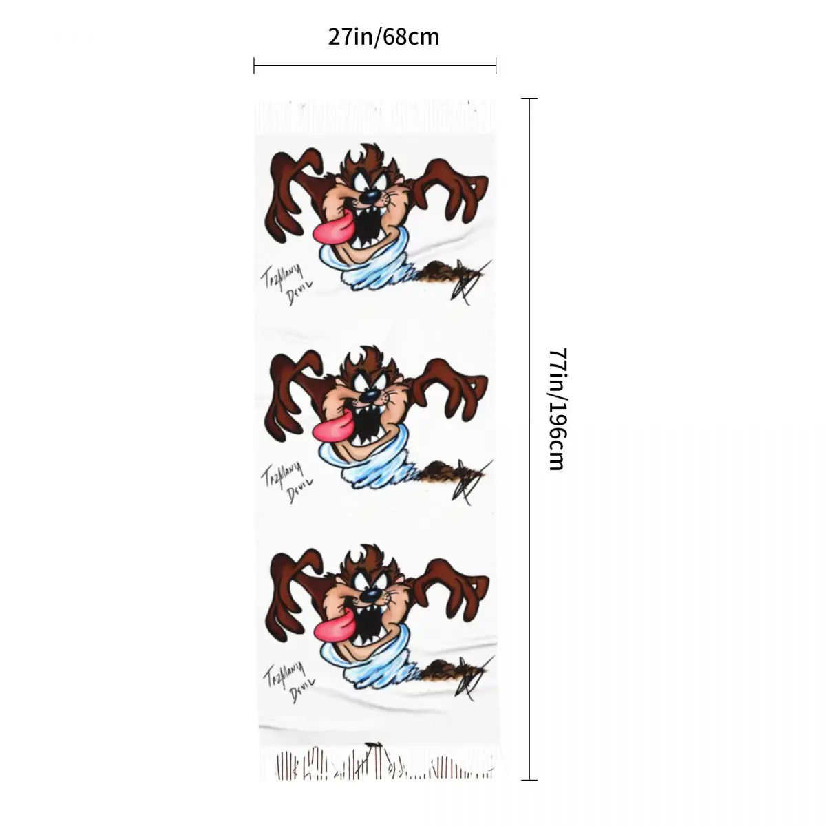 Custom Printed Funny  Tasmanians Cartoon Fashion Versatile Scarf Women Men Winter Warm Scarves Taz Devil Female Shawls Wraps