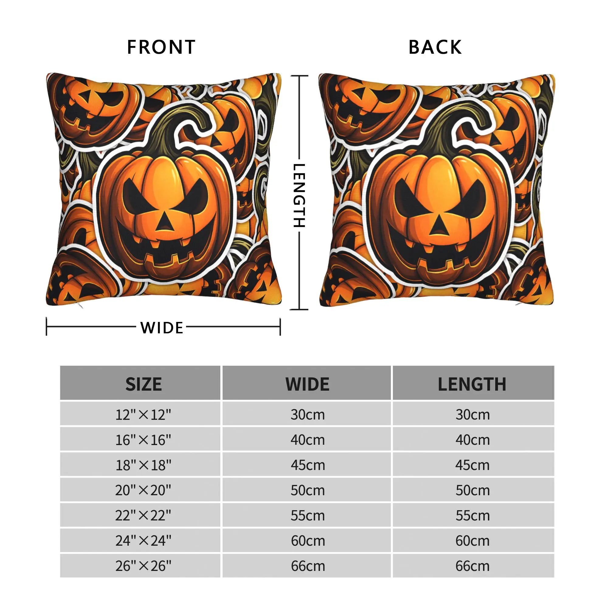 Cartoon Jack O Lantern Sticker Dense Seamless Pattern Pillow Cover  Vintage Pillow Case For Living Room Bed Pillowcases Gift