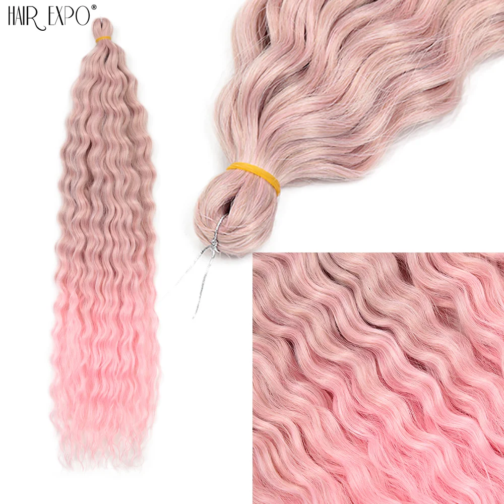 22" Ariel Curl Häkelhaar Synthetische Tiefe Welle Geflecht Haarverlängerung Ombre Ariel Curl Haar Weiche Wasserwelle Twist Haar Blond Rosa – Detail 14