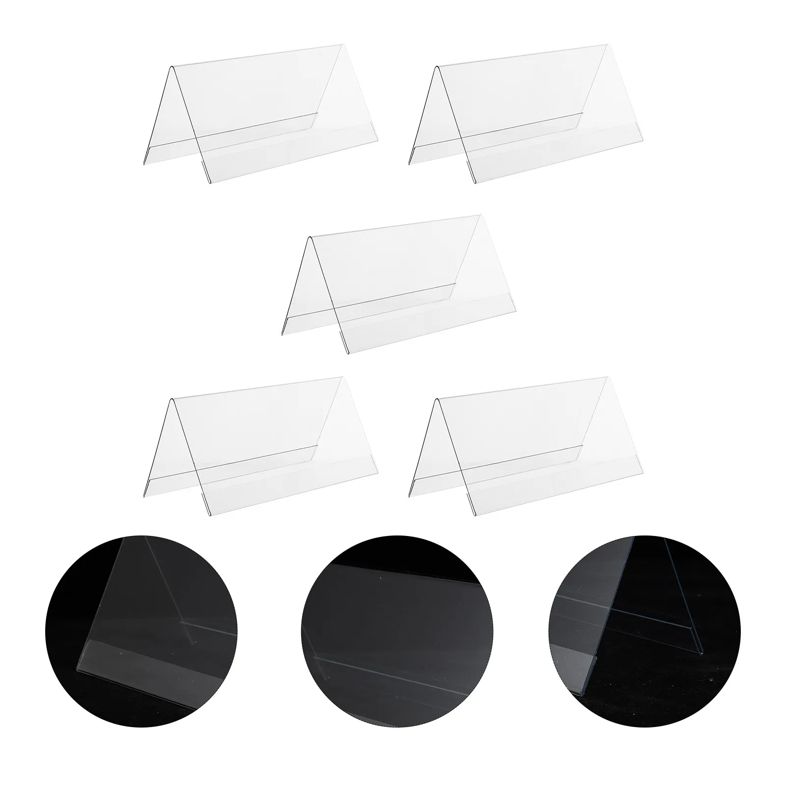 5Pcs Acrylic Display Stand Clear Tent Shape Sign Holder for Conference Guest Name Cards Restaurant Supermarket Desk Label Rack