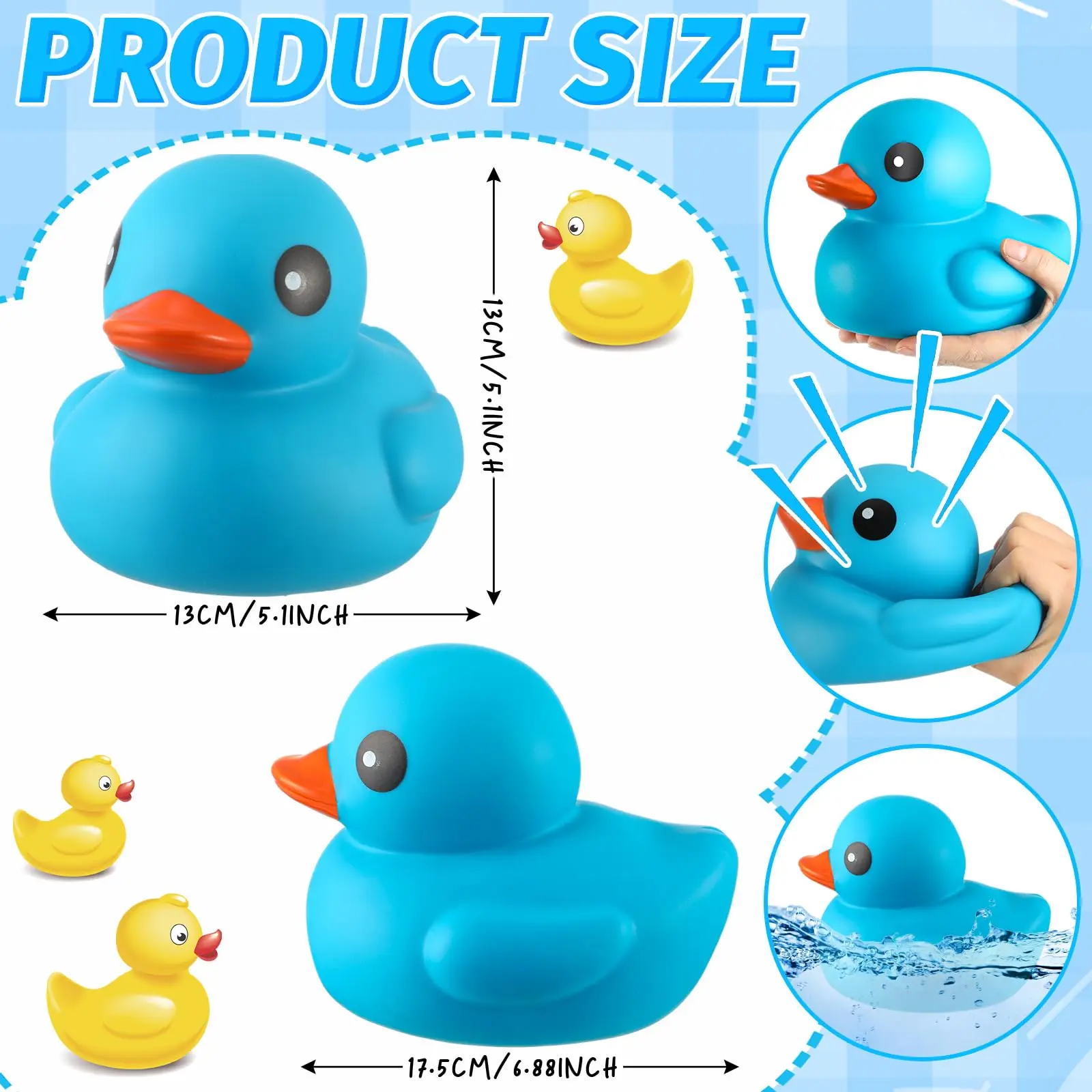 5 Inches Large Rubber Ducks Bulk Large Duck Toy Squeak Rubber Duckie Floating Bath Toy Duck for Birthday Party Decoration Gift