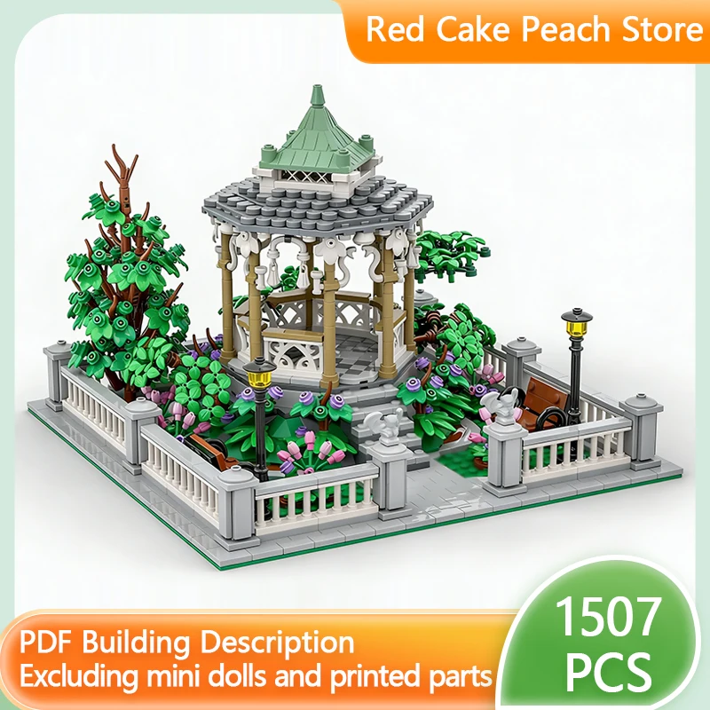 

City Street View Model MOC Building Bricks Park Bandstand Gazebo Modular Technology Children Holiday Gifts Assemble Toys Suit