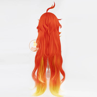 25COSGenshin Impact Mavuika Cosplay Wig Sunglasses Red Yellow Long Hair Natlan Halloween Party for Women Girls Accessory Props i