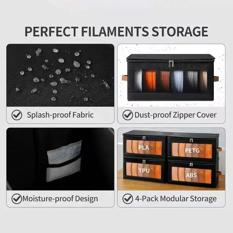1-4 Stück 3D-Drucker Filament-Aufbewahrungsbehälter Filament-Aufbewahrungstasche 3D-Druck Zubehör Halterung für Zuhause – Detail 2