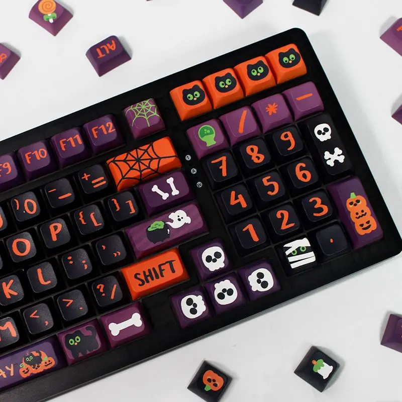 Halloween keycaps / black cat keycaps boxed XDA height BPT material heat sublimation technology for HI75 98 99 104 F87