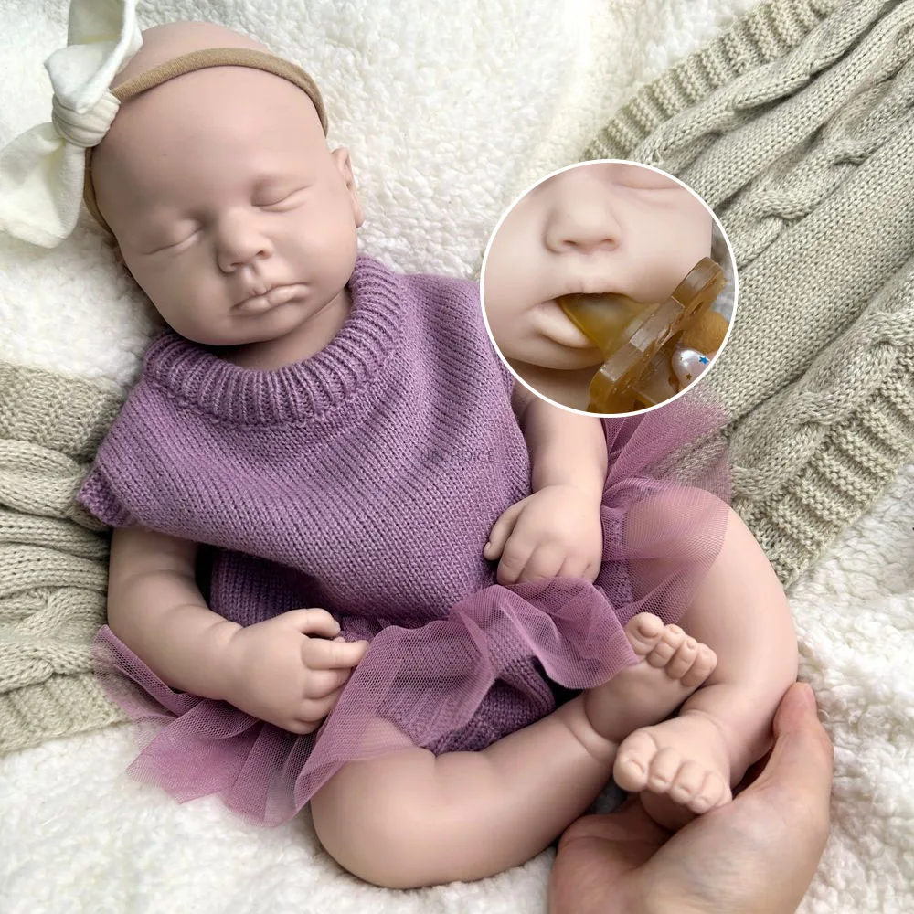 Weighted 20Inch Girl/Boy Loulou Can Open Mouth Soft Washable Silicone Reborn Baby High-Simulation Blank Doll for Collector Gift