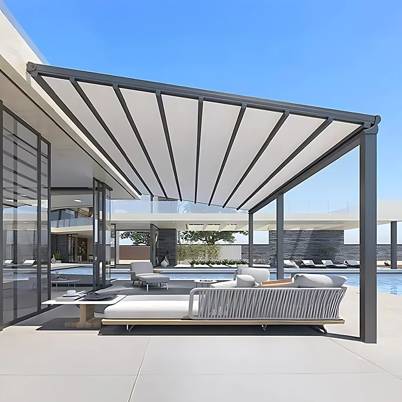 

Outdoor Canopy Sunshade - Electric Sun/Rain/UV Protection Shelter, Waterproof Folding Canopy for Villas, Courtyards & Roofs