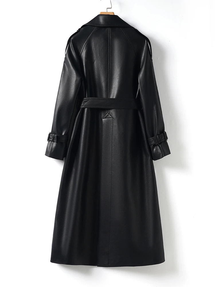 Real Leather eepskin Coat Women's Mid-Length Loose Sle Autumn Faion Outerwear Warm Profional Look Polyester 
