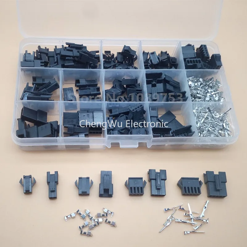 

50sets SM2.54 2p/3p/4p/5p 2.54mm Pitch Female and Male Header Cable Connector with Terminal JST-SM2.54 Kits