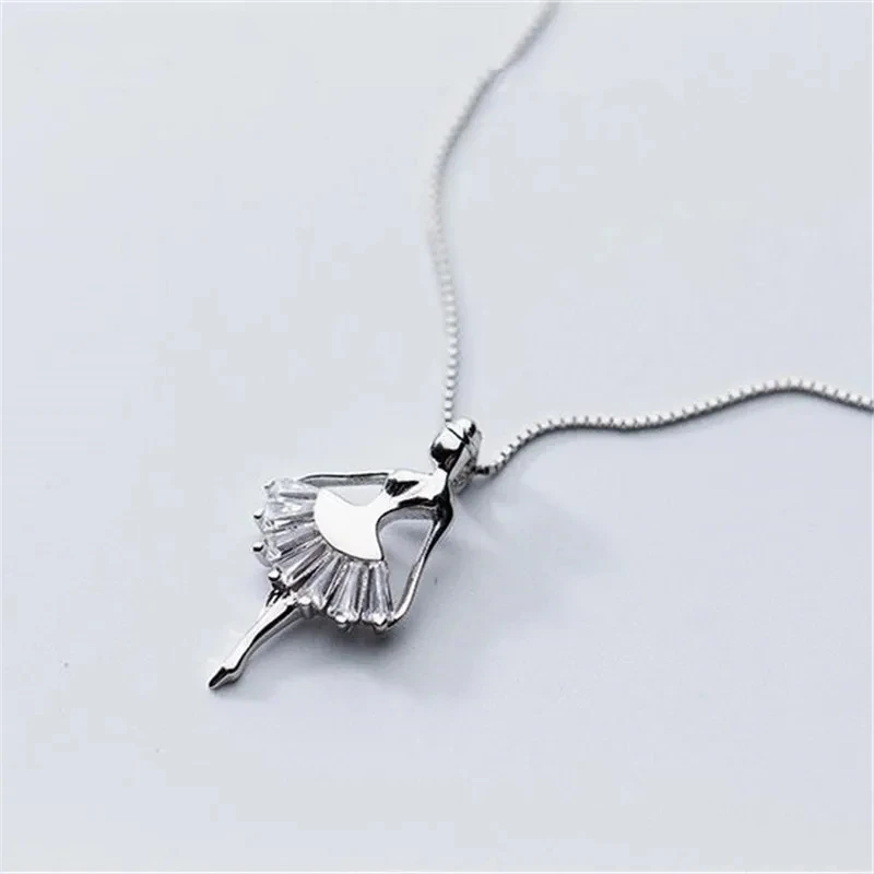 Uini-Tail new listing 925 Tibetan silver sweet ballet dancer dancing girl micro-inlaid necklace fashion trend sweet jewelry