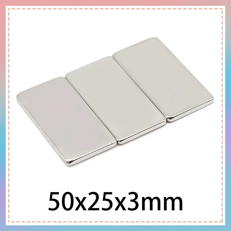 2/5/10Pcs 50x25x3mm Strong Quadrate Neodymium Magnet N35 Powerful NdFeB Longer Magnets Block Rare Earth Magnets