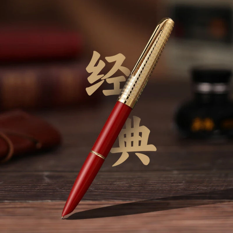 

New Hero First Heart Red Series Resin Fountain Pen 14K Gold EF 0.38MM Nib,Portable with Converter Office Business Writing Pen