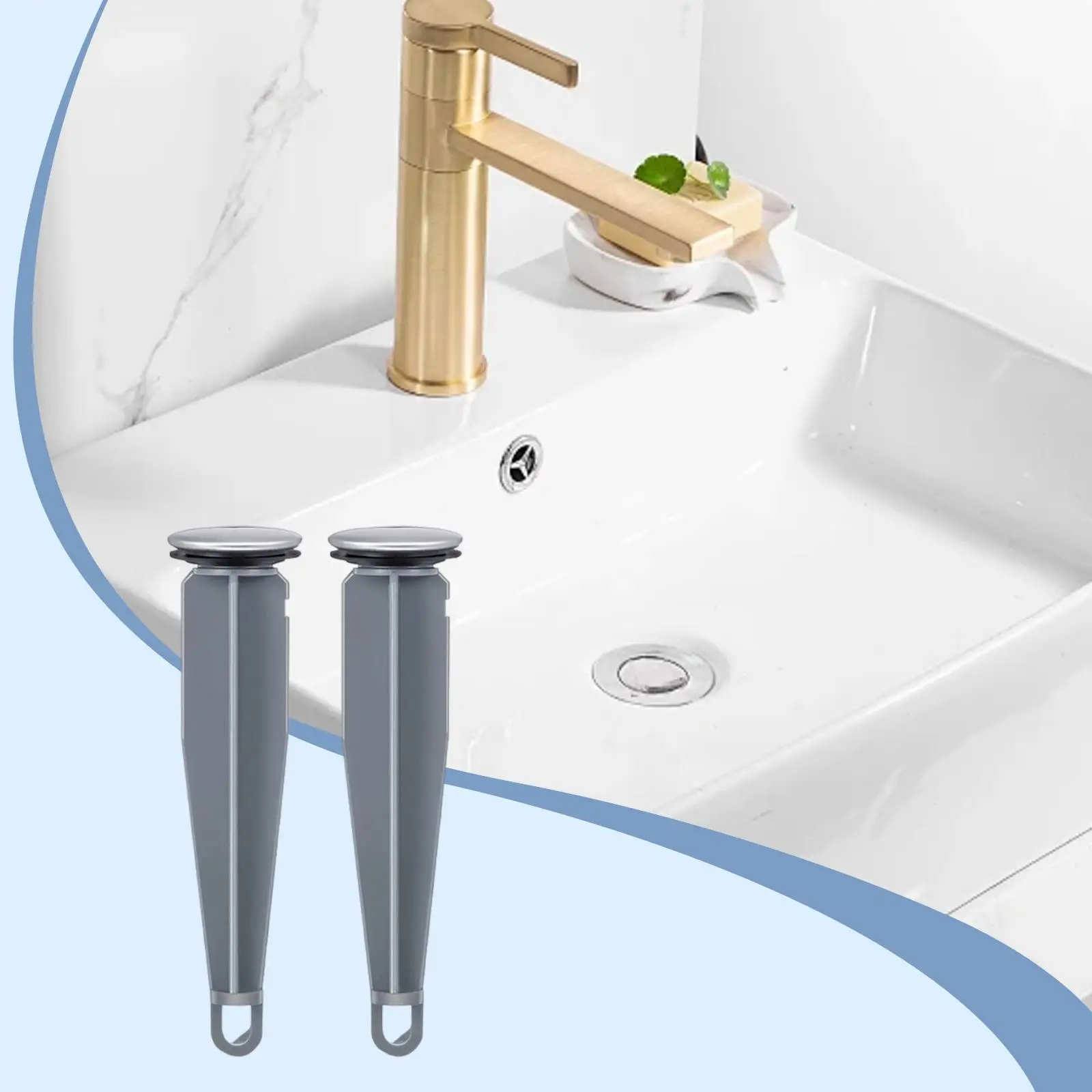 2 Pieces Bathroom Sink Popup Stoppers Easy Install/remove Pull Rod Sink Plug