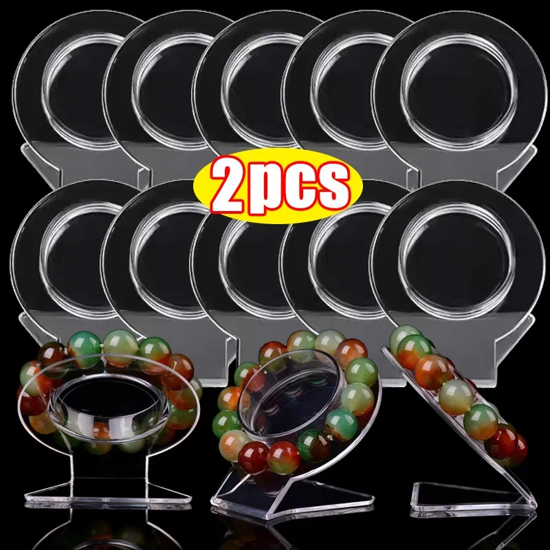 Multipurpose Circular Hard Transparent Acrylic Bracelet Display Rack Jewelry Packaging Jade Stand Crystal Agate Organizer Props