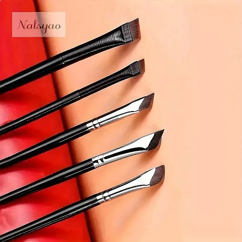 5pc Eyeliner Brush Set Tilted Fine Blade Precise Application Makeup Brushes Set All Skin Types