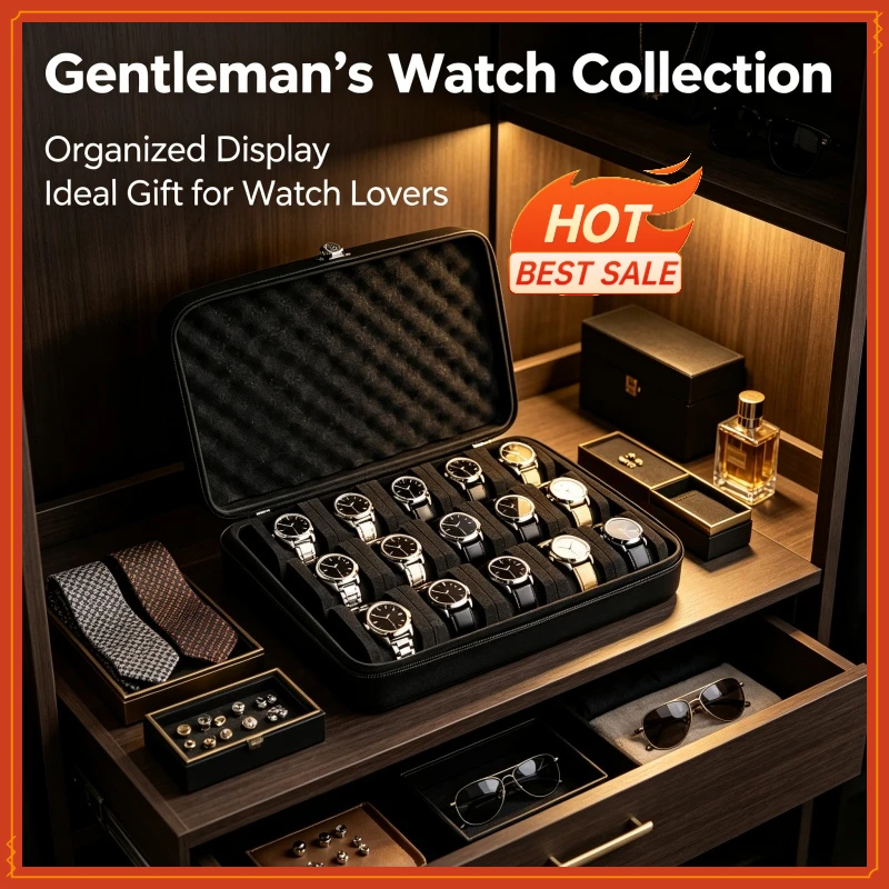 Advanced 15 Slots Pressure Proof Watch Storage Box Portable Travel Watch Display Case Jewelry Organizer for Men Home Office