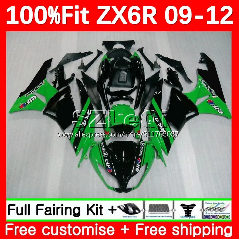 Injection For KAWASAKI NINJA ZX636 ZX Stock green 6R 636 6 R ZX6R 09 10 11 12 100No.6 ZX-6R ZX-636 2009 2010 2011 2012 Fairing