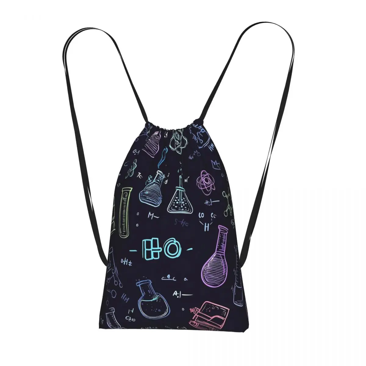 Scientific Experiment Element Style Drawstring Backpack hiking cycling Bag Portable Travel Drawstring Bag for Men Women