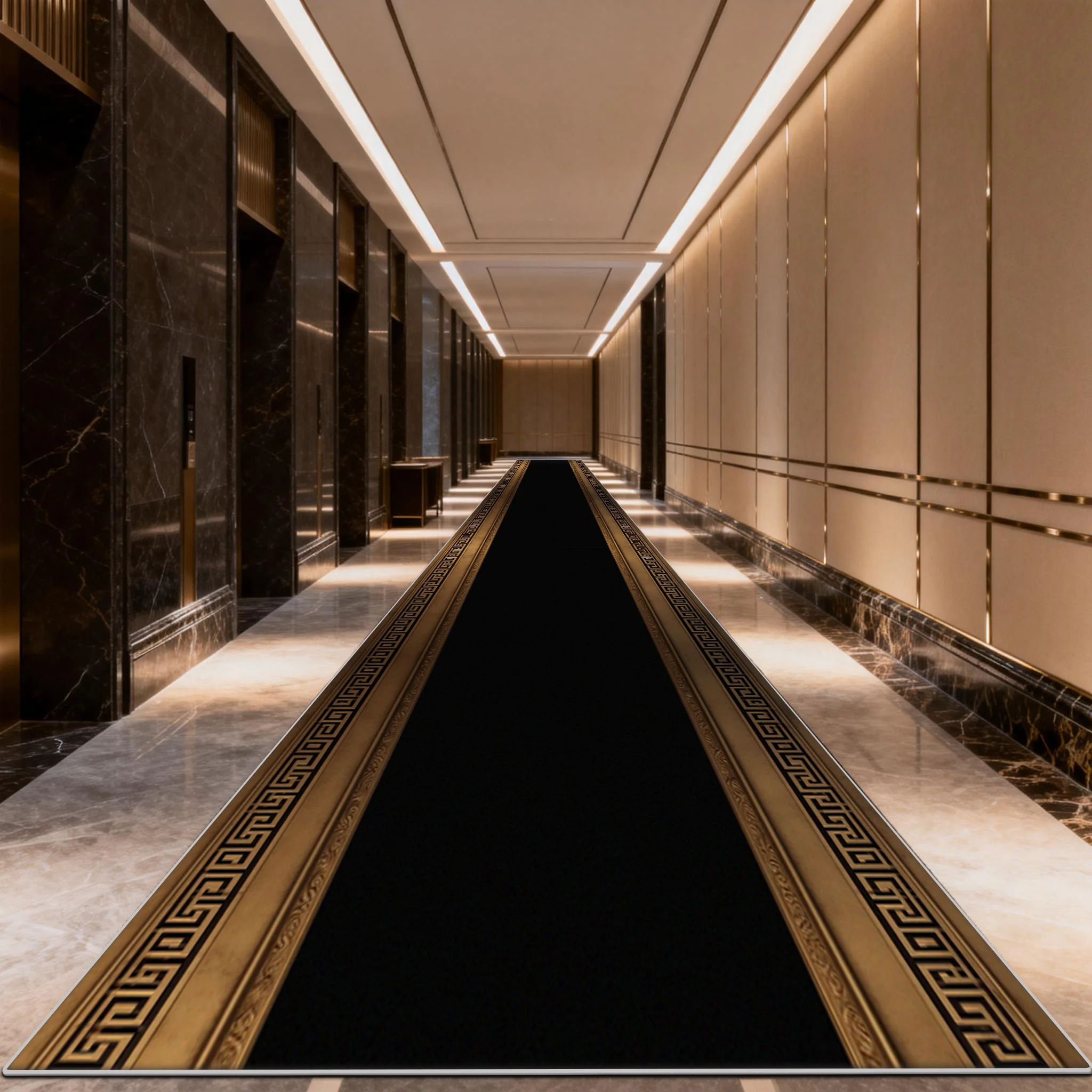 European Luxury Corridor Carpet Hotel Runner Room Decoration Lint-free Long Floor Mats Washable Stairway Hallway Rugs Non-slip
