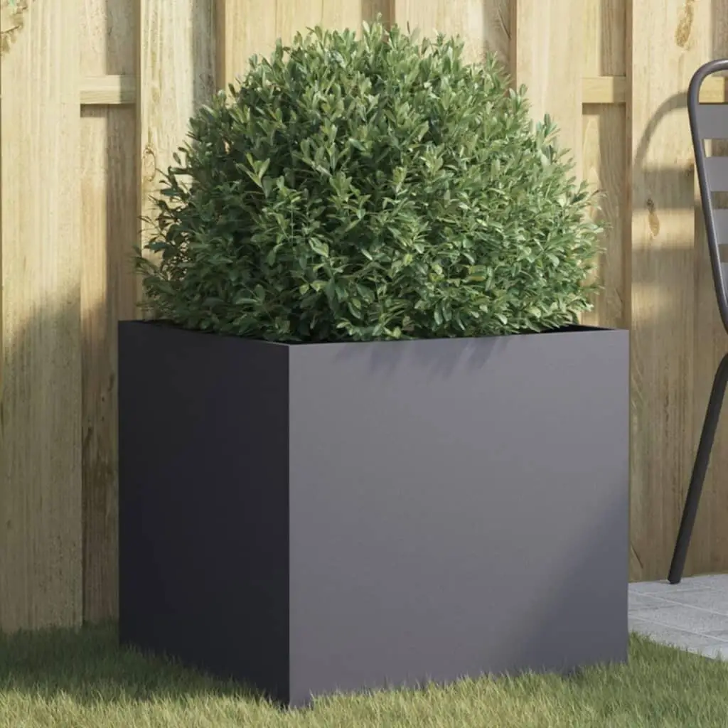 

Anthracite Steel Planter 19.3 x 18.5 x 18.1 cm - Durable Indoor/Outdoor Garden Pot