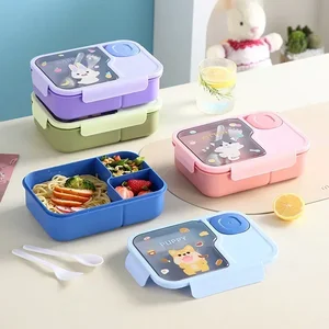Kotak Makan Siang Bento untuk Anak-anak Perempuan Kartun Siswa Kawaii Lucu Dipanaskan 3 Kotak Sandwich Makanan Ringan Kotak Penyimpanan Makanan Kantin Khusus 8 kotak makan siang merah muda penjualan terbaik - №