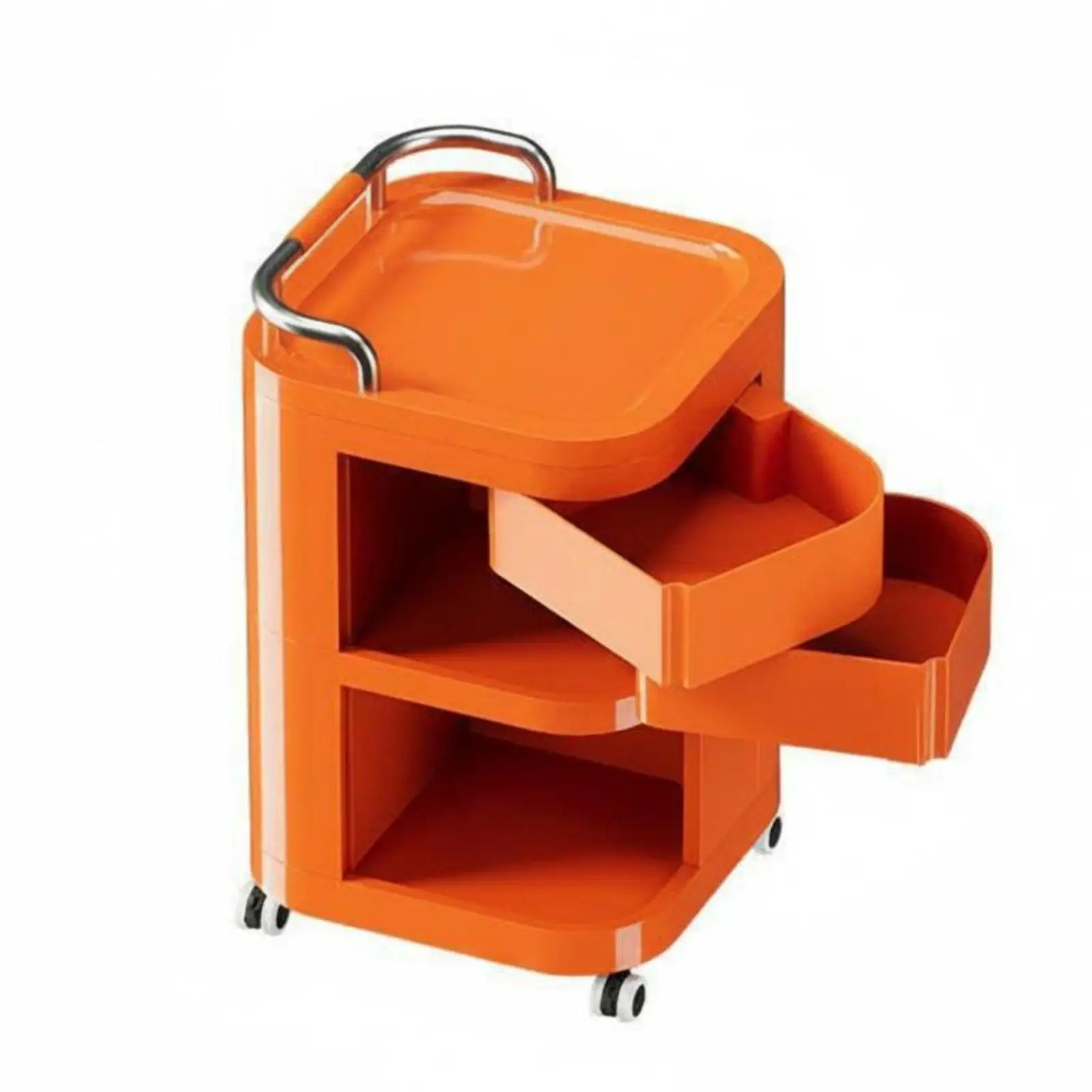 Compact Mobile Storage Trolley with Rotating Drawers for Cosmetics Stationery and Small Apartment Use