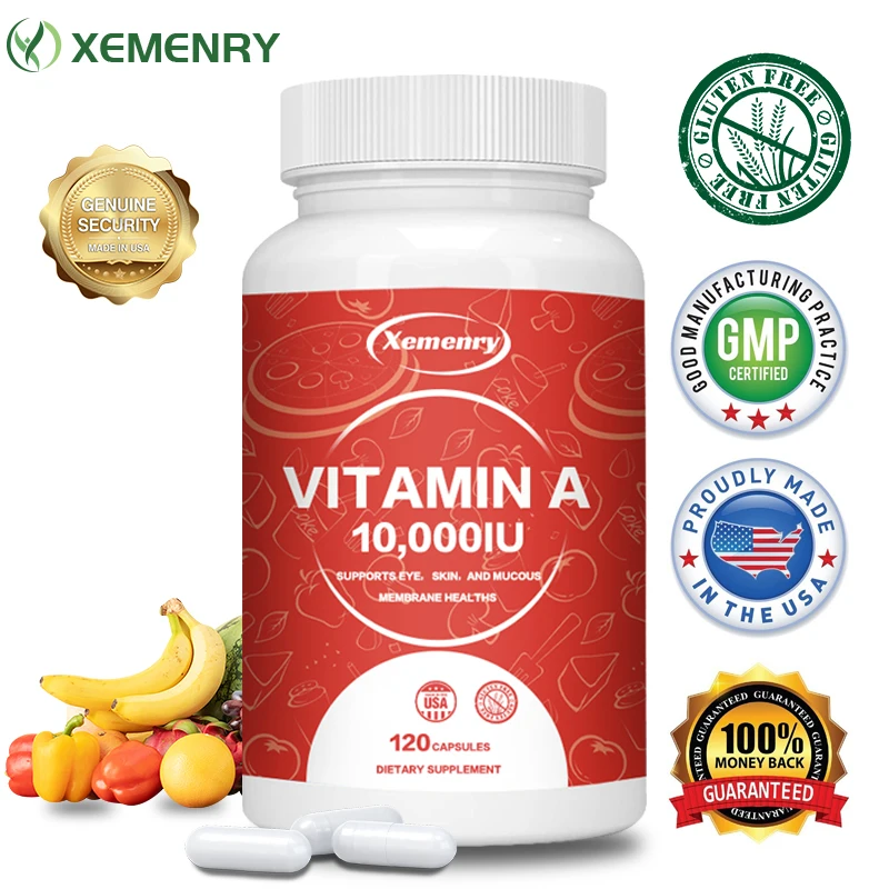 Vitamin A 10,000 IU - Promotes Skin and Eye Health, Strengthens The Immune System