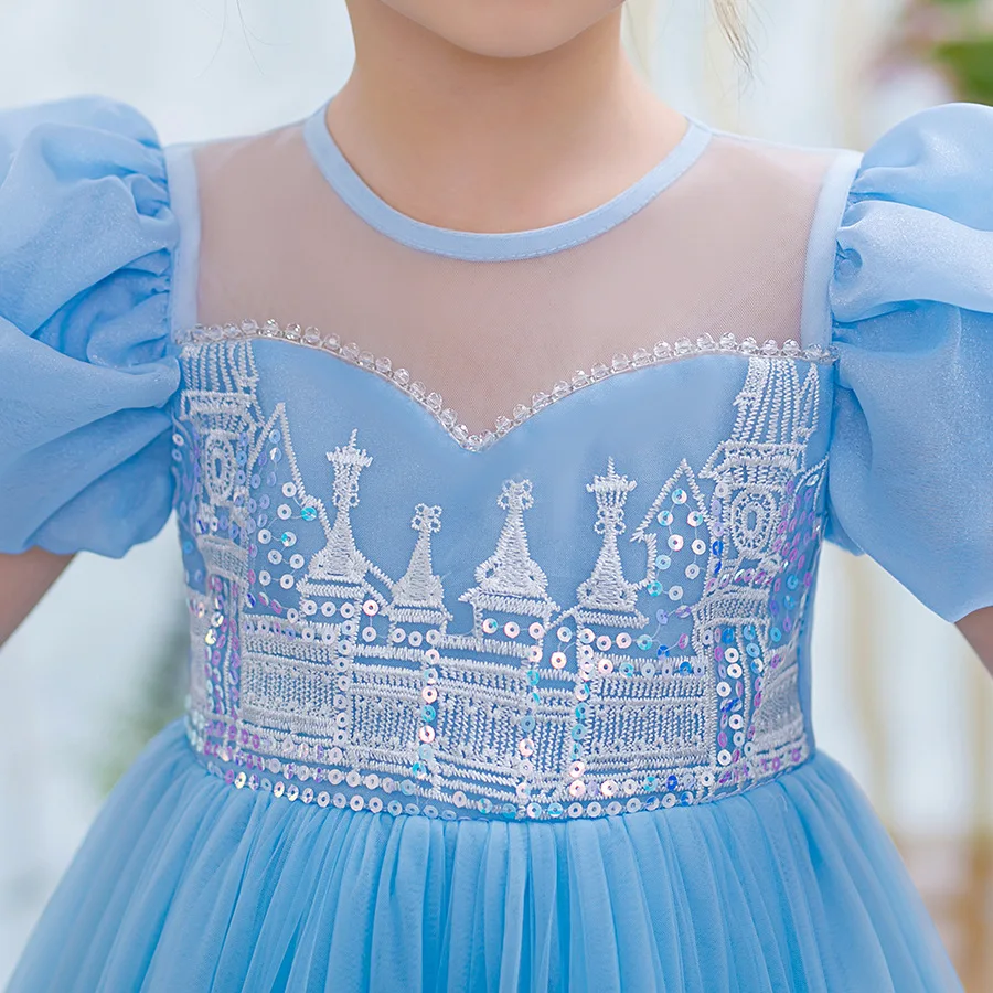 Kids Girls 2024 Elegant Luxury Dresses Disney Frozen Elsa Dress For Child Girl Ceremony Sequin Bluey Queen Party Princess Dress