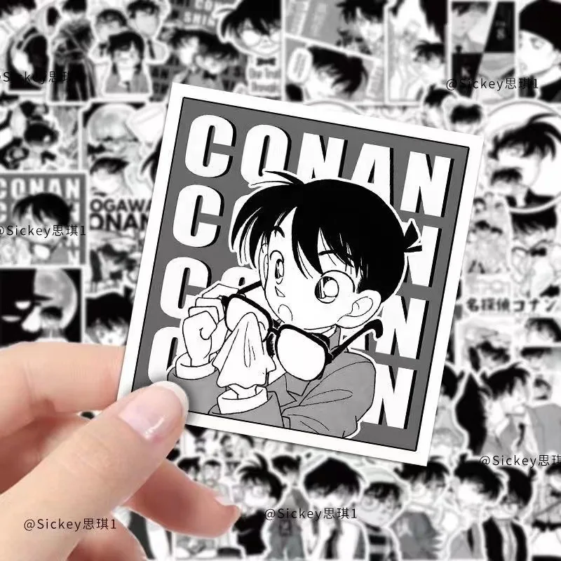 Zwart-wit detective Conan cartoon leuke stickers telefoonhoes waterfles waterdichte decoratieve stickers voor kinderen speelgoed