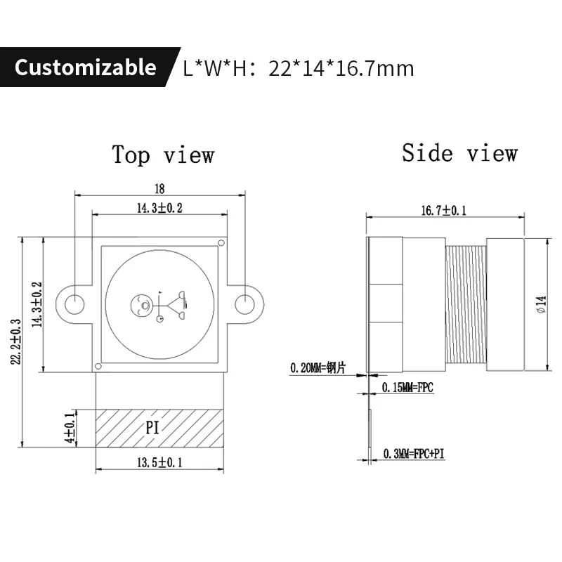 16MP 4K Full Glass Lens Starlight Level Low Illumination Camera Module IMX206 Sensor