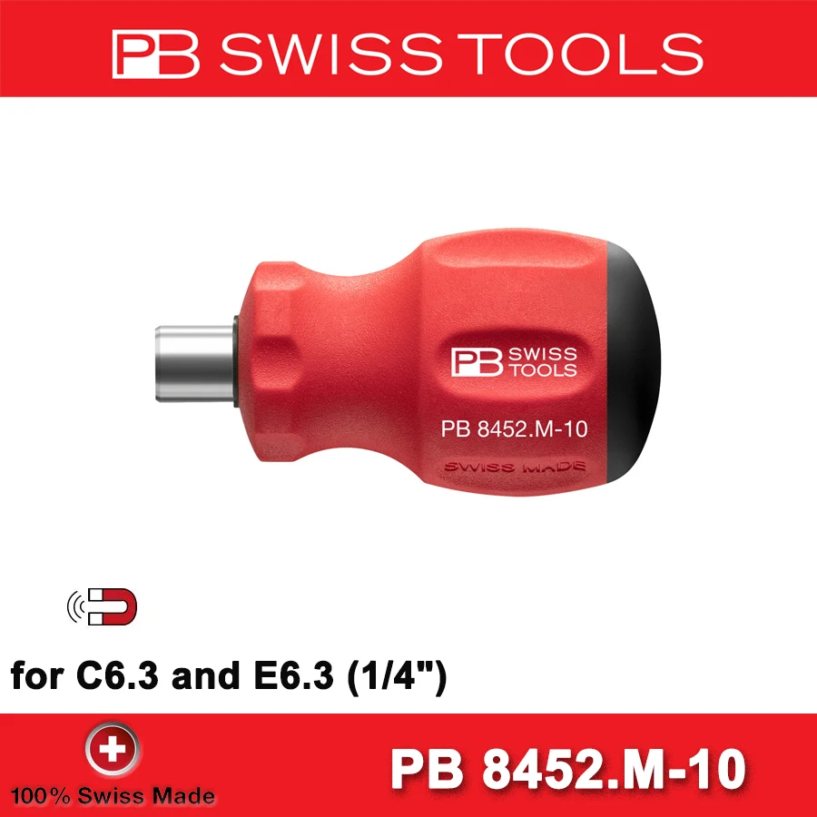 PB SWISS TOOLS Stubby Bit Holder 65mm Magnetic for Bits C6 1/4\