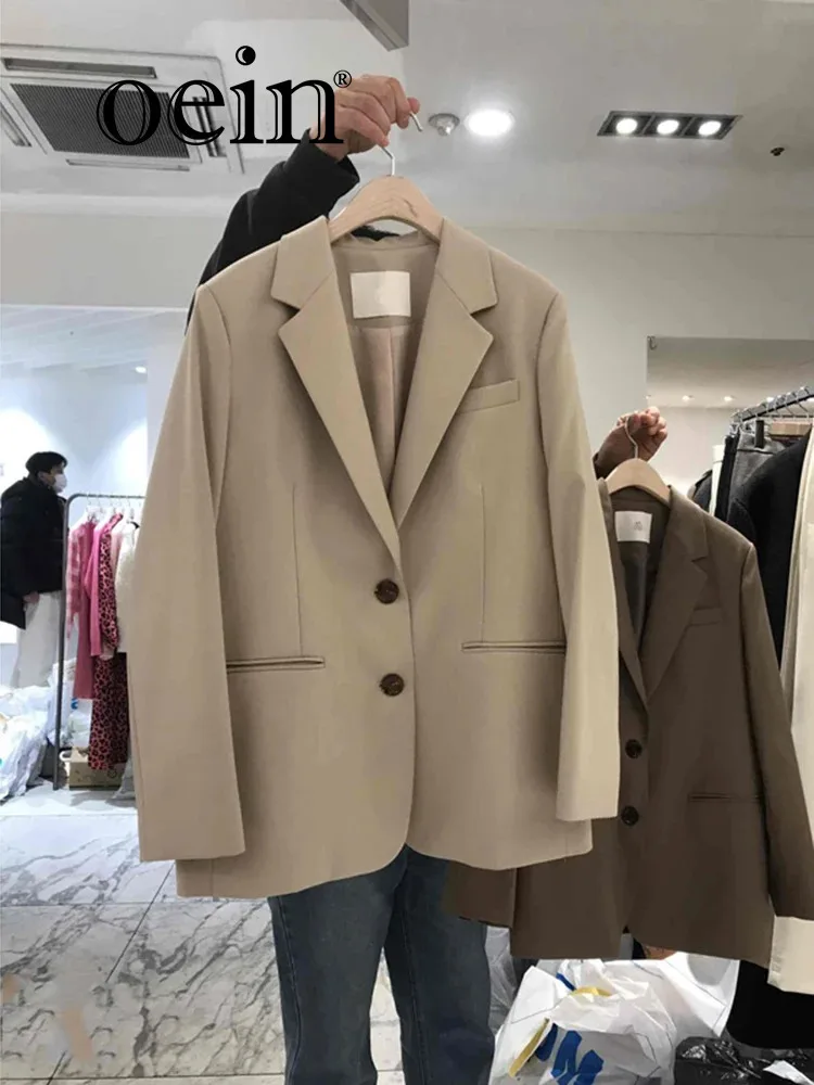 [oein] 2024 Autumn South Korea Dongdaemun New Design With A Niche Temperament, Solid Color Loose Button Suit