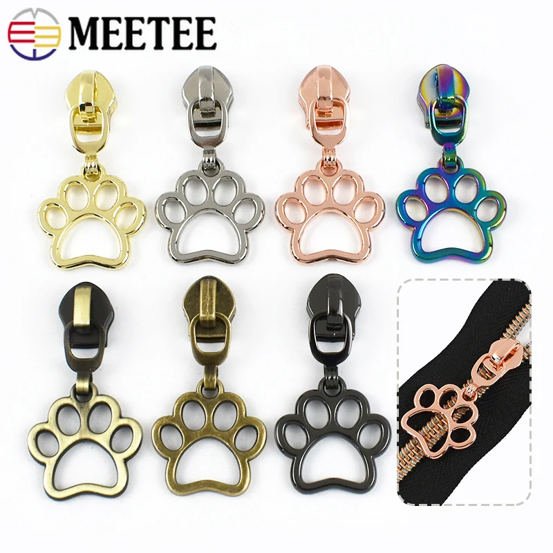 5-50Pcs Meetee 5# Cat Paw Zipper Puller for Nylon Zip Sewing Garment Closure Zips Head Bag Decoration Zippers Slider Repair Kits