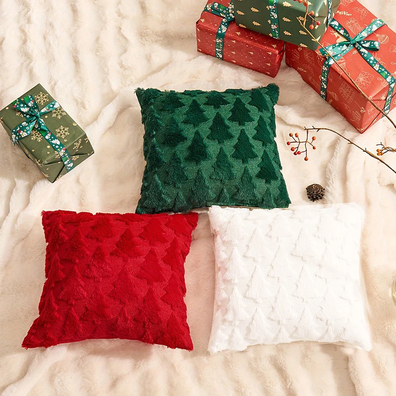Christmas Decorative Cushion Cover Plush Pillow Case Winter Warm Fluffy Sleeping Pillowcase Home Cushion Pillow Cover 45*45cm