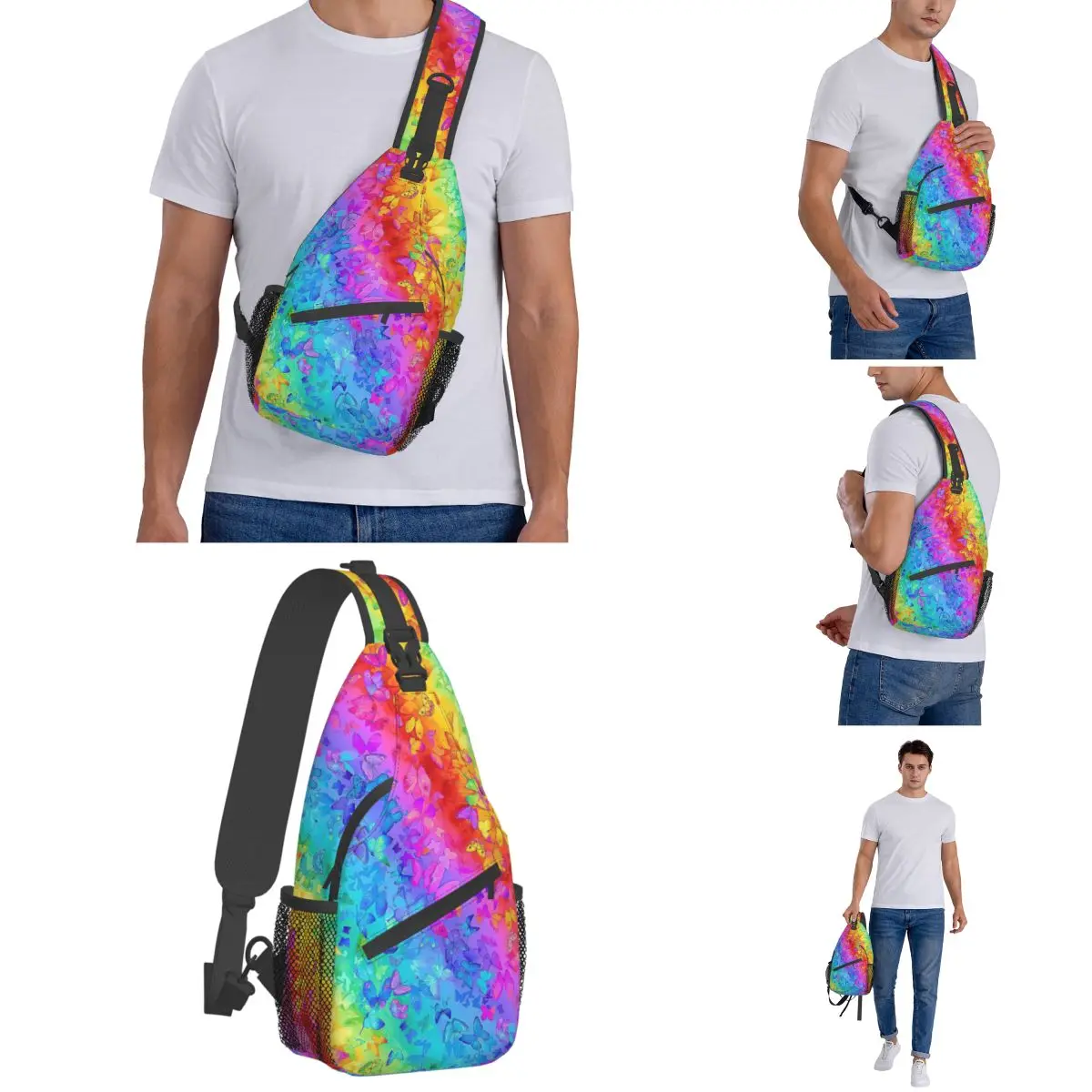 Borse a tracolla a tracolla Lgbt Pride borsa a tracolla piccola zaino a tracolla con farfalla arcobaleno Daypack per escursionismo viaggio ciclismo Pack