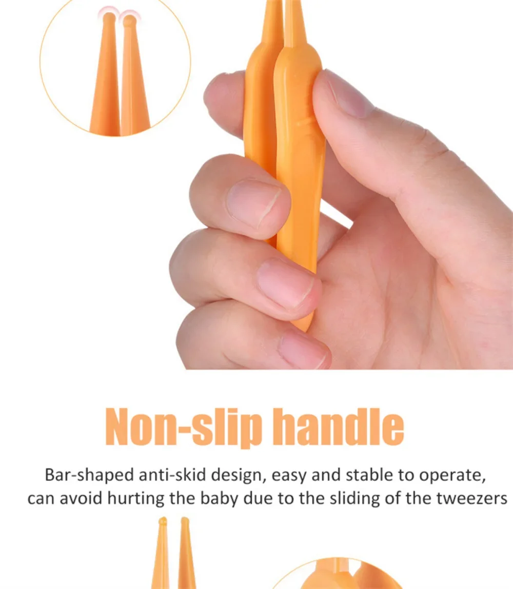 1/2/3 Stück/Set Sicherheits-Pinzetten mit abgerundeten Spitzen für die Reinigung von Babyohrenschmalz, Nasensekret und Nabelschmutz, für die tägliche Babypflege – Detail 4
