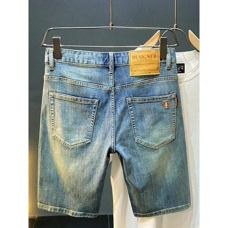 Summer Thin Denim Shorts For Men'S New American Casual Versatile Loose Straight Tube Washed Slim Fit Minimalist Youth Jeans