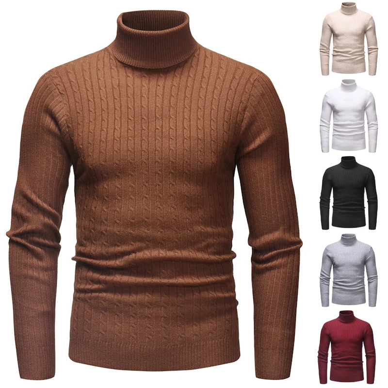 

4 Colors Men's Knitted Long Sve Turtlene Sweater Autumn Winter New Sle round Ne Youthful Vitali Faion