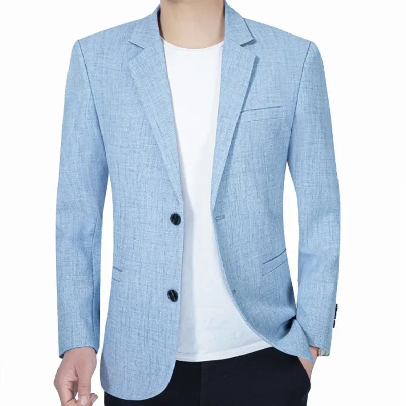 Sky Blue Men's Suit Jacket Thin Blazers Spring Autumn Solid Business Formal Wear Men Clothing Wedding Coat Oversize