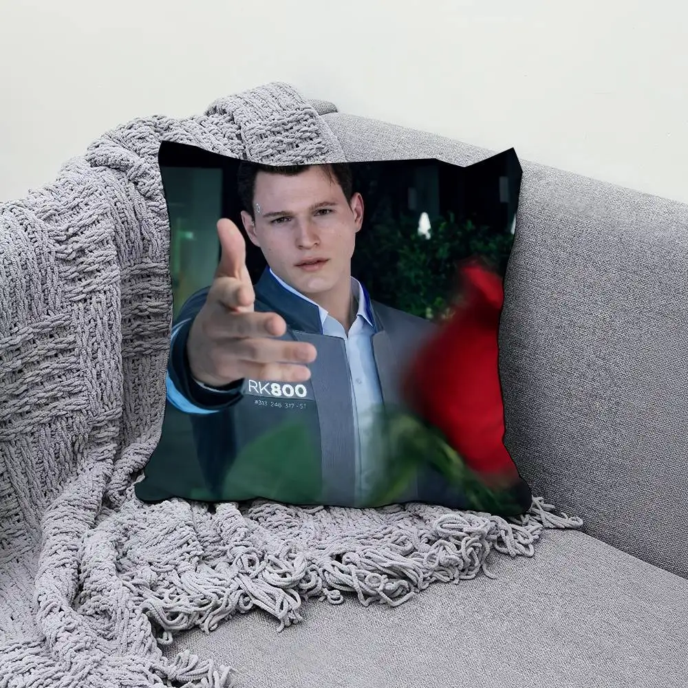 D-Detroit Become H-Human Connor 30x30cm 45x45cm, housse de coussin décorative, housses de protection confortables et douces pour canapé, salon, maison O