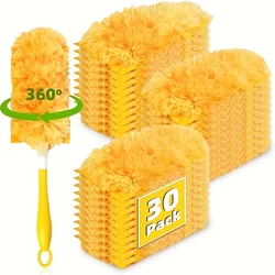 30pcs 360 Dusters Refills for Swiffer Dusters, Unscented Heavy Duty Duster Kit Disposable Dusters Refills with 1 Handle for Clea