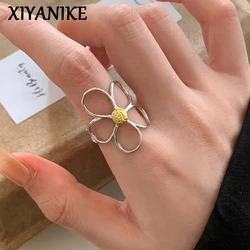 XIYANIKE Sweet Silver Color Hollow Daisy Flower Rings For Women Elegant Fashion New Year Jewelry Gift Party Wedding anillos