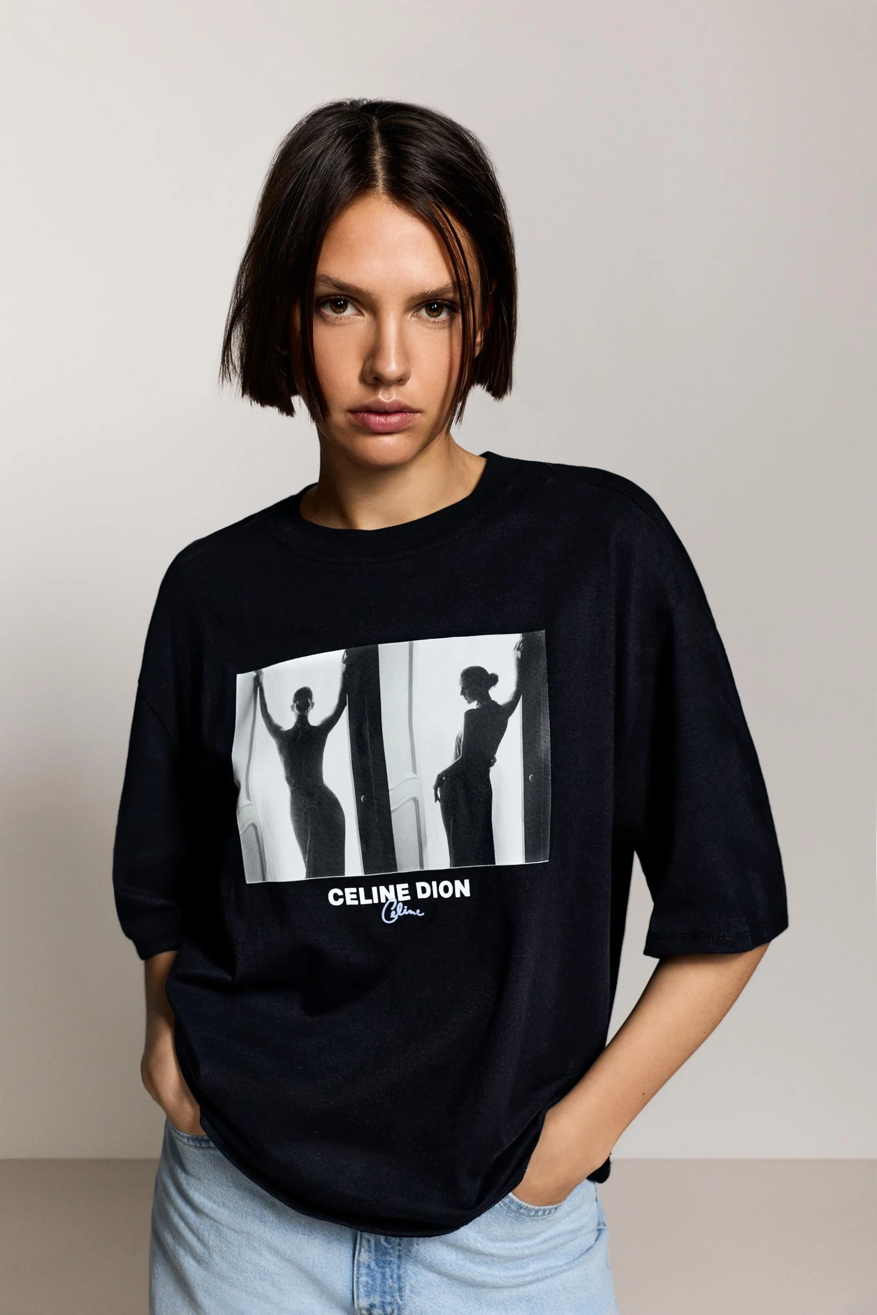 Celine Dion Metallisches Lustiges Großbedrucktes Baumwoll-Herren-T-Shirt Kurzarm-T-Shirts Titanic-Film Hipster-Oberteile – Detail 5
