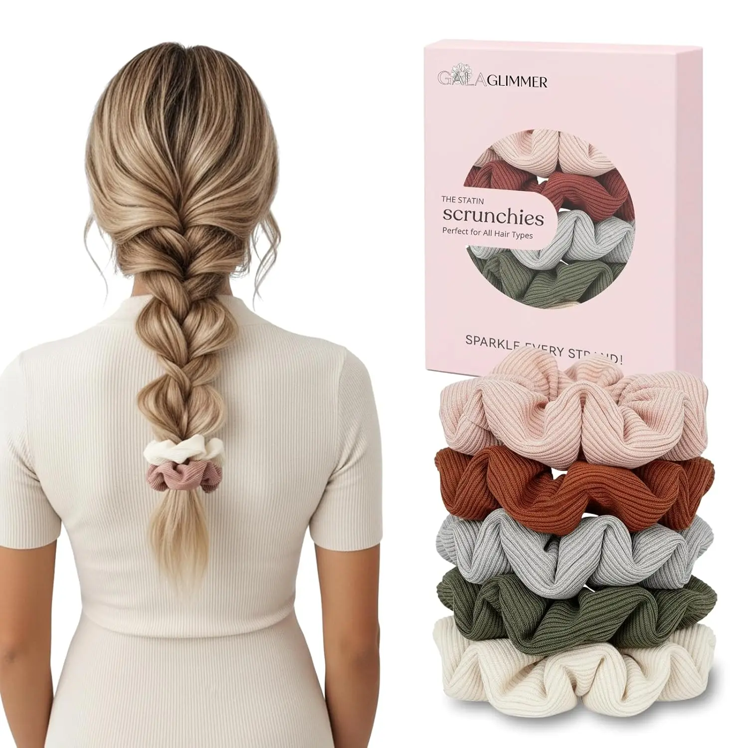 

Scrunchies Cotton Hair Scrunchies for Women No Crease Hair Ties Thick Curly Hair Ideal for Workouts